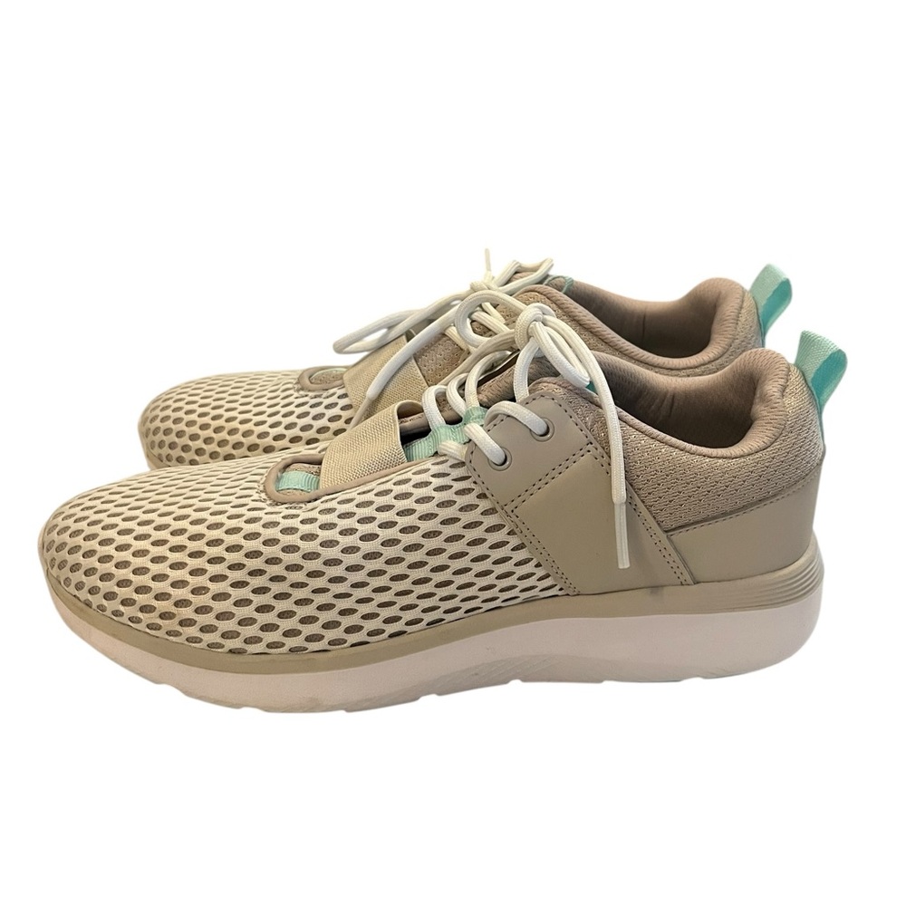 Vionic Coro Tan and Teal Mesh Lace Up Athletic Walking Sneakers Size 8.5